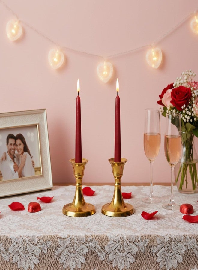 Rely+ Candlestick Holders Set of 2 Mini Stand Dinning Coffee Table Centerpiece Candle Holders Taper Candlesticks Holders Christmas Decor Home Candle Holder for Christmas Mantel Wedding Party (Gold) - Image 2